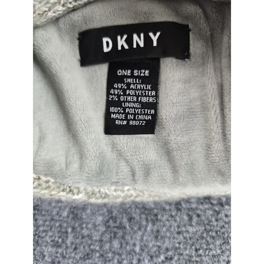 DKNY Fleece-Lined Headband Twist Metallic Knit Grey Ear Warmer for Winter